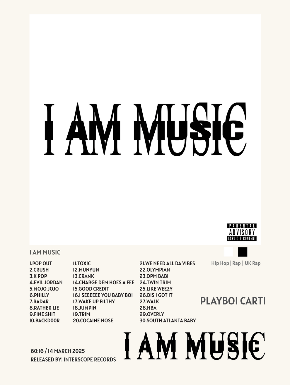 Playboi carti i am music culturedprint